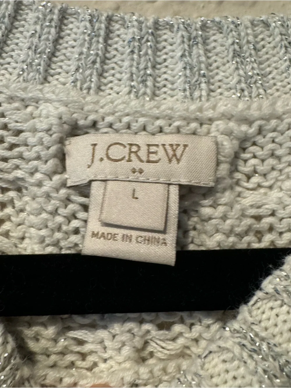 J. Crew Light Gray Cable-Knit Crewneck Sweater